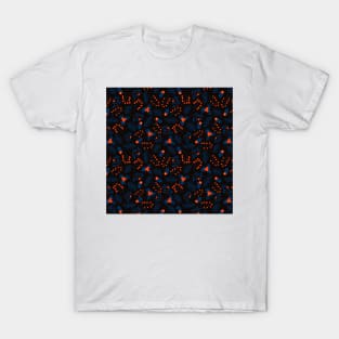 Christmas Florals On Black T-Shirt